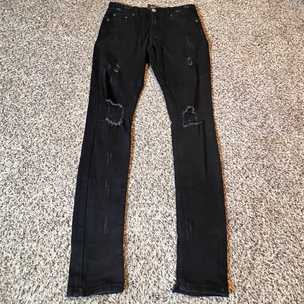 Serenede Black‎ Distressed Skinny Jeans Mens Size 30 Ripped Streetwear Denim